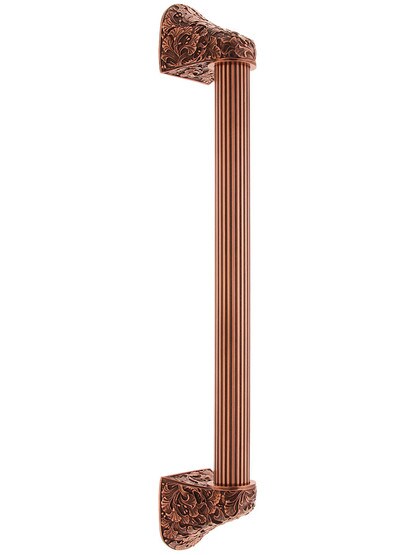 12 inch Ginkgo Leaf Appliance Pull With Fluted Bar in Antique Copper.